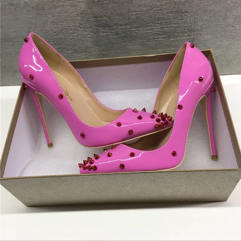 Pink Patent French Rivet Heel