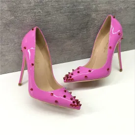 Pink Patent French Rivet Heel