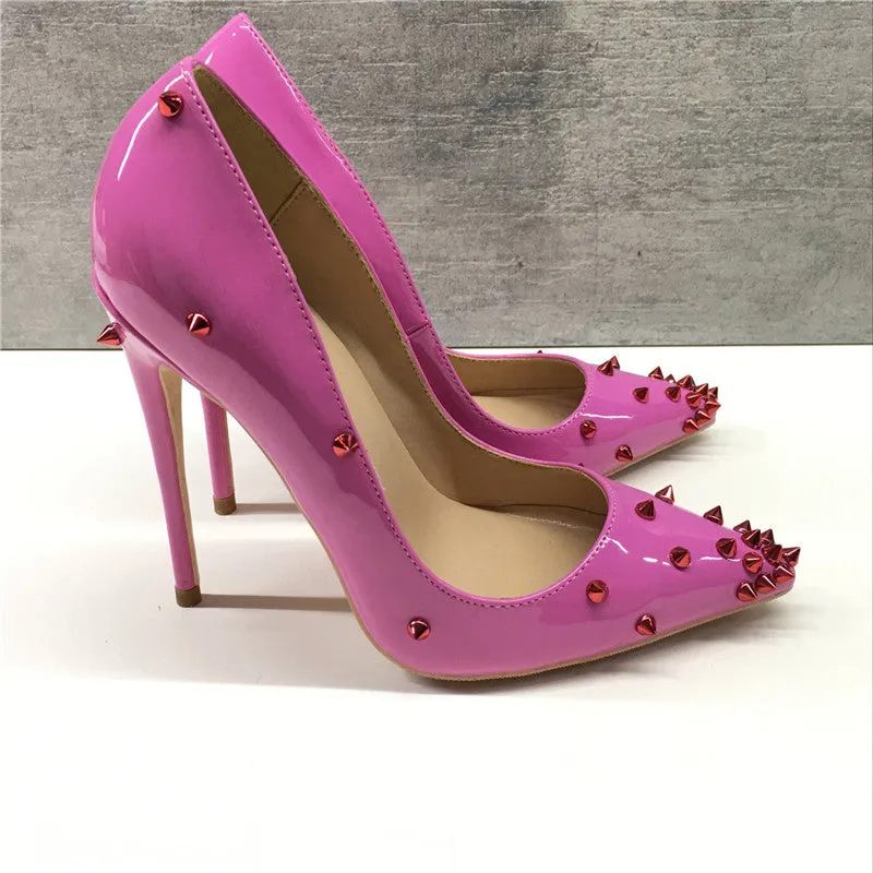 Pink Patent French Rivet Heel