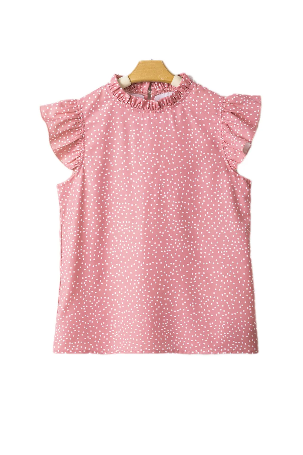 Pink Polka Dot Frilled Neck Ruffle Trim Blouse – Pretty in Pink, Ruffles for Days 💖