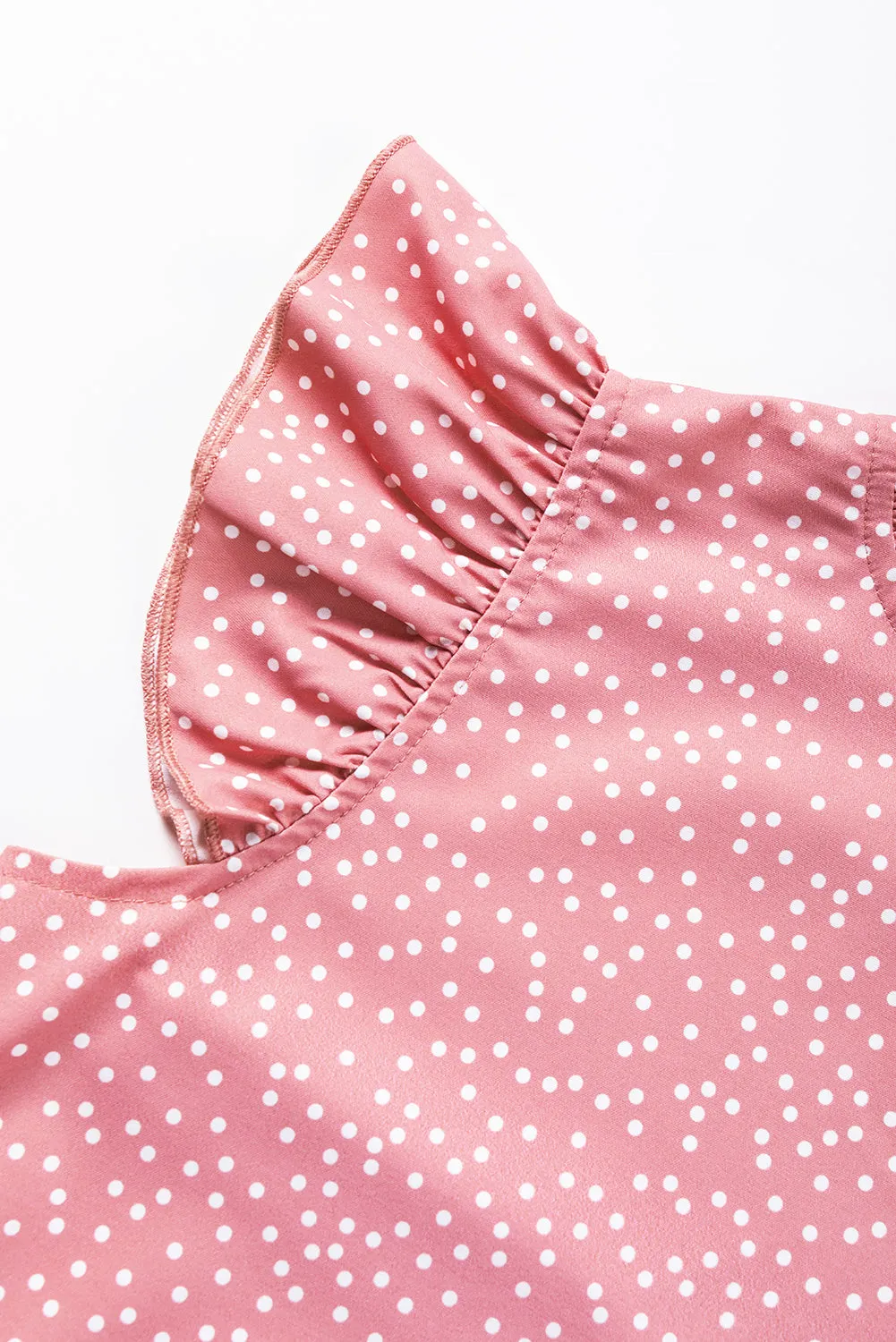 Pink Polka Dot Frilled Neck Ruffle Trim Blouse – Pretty in Pink, Ruffles for Days 💖