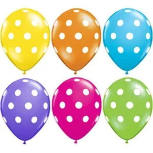 Qualatex - 16" Big Polka Dot Tropical Latex Balloons (50ct)