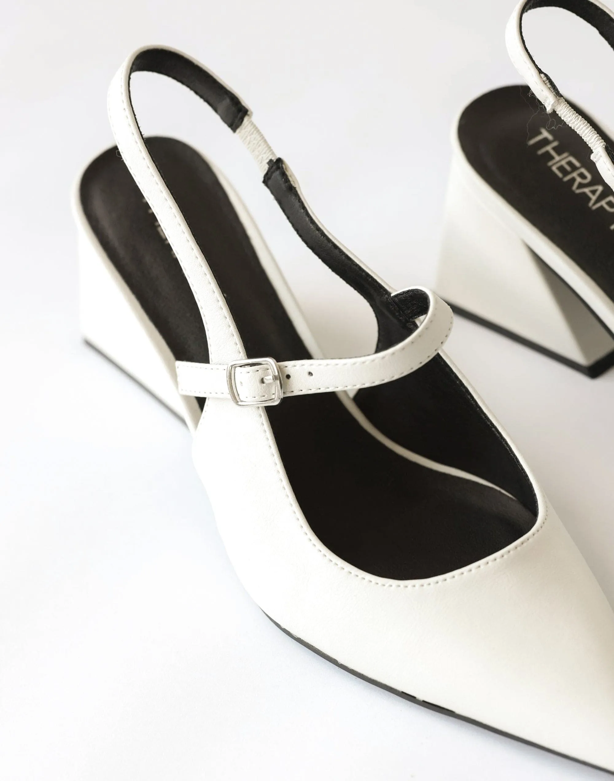 Sharp Heels (White Smooth PU) - By Therapy