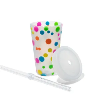 Silipint Silicone 16 oz Polka Dot Straw Tumbler