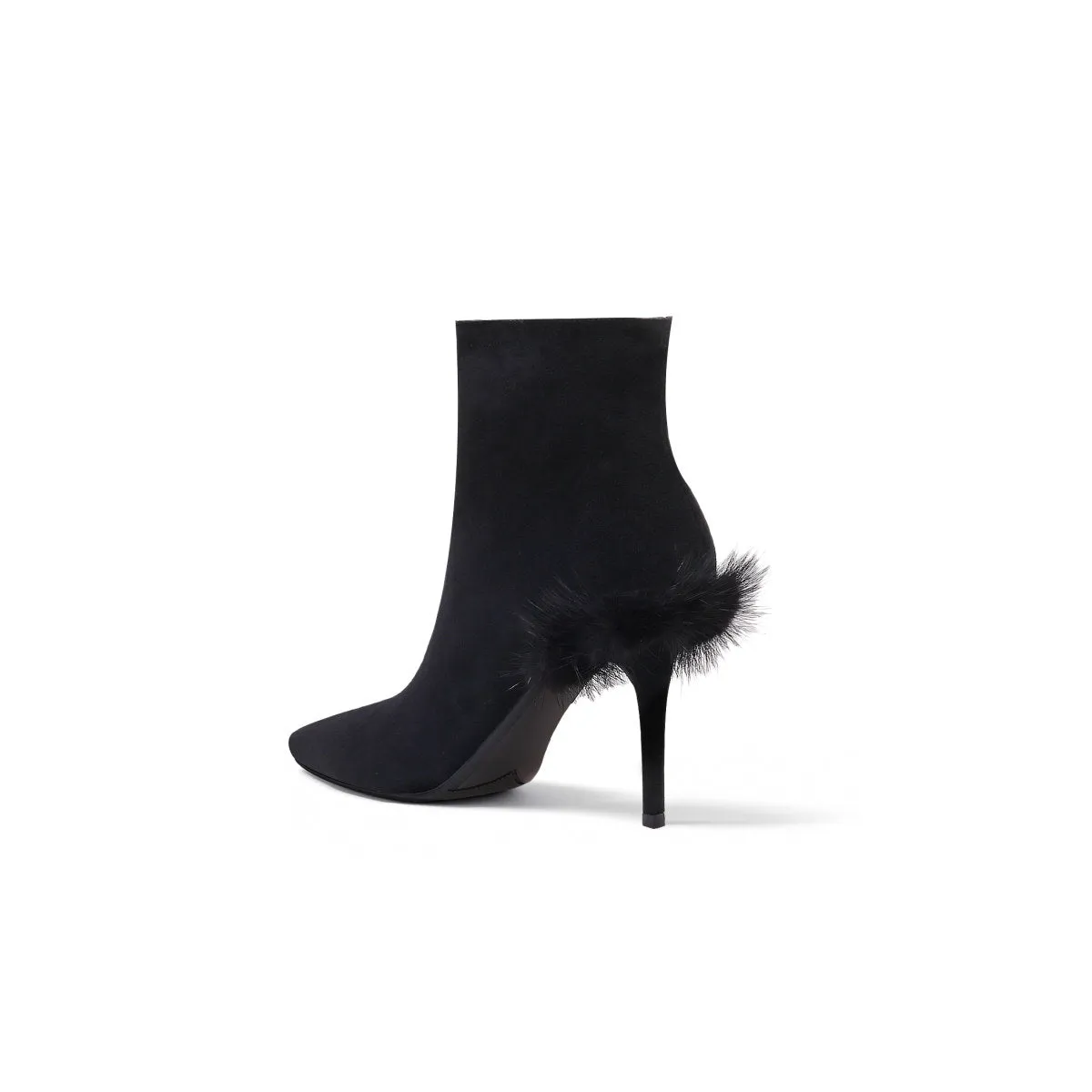 Stiletto Ankle Boots with Faux Fur Heel Accent