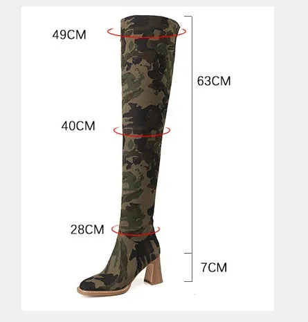 TEEK - Camouflage Denim Long Folding Boots