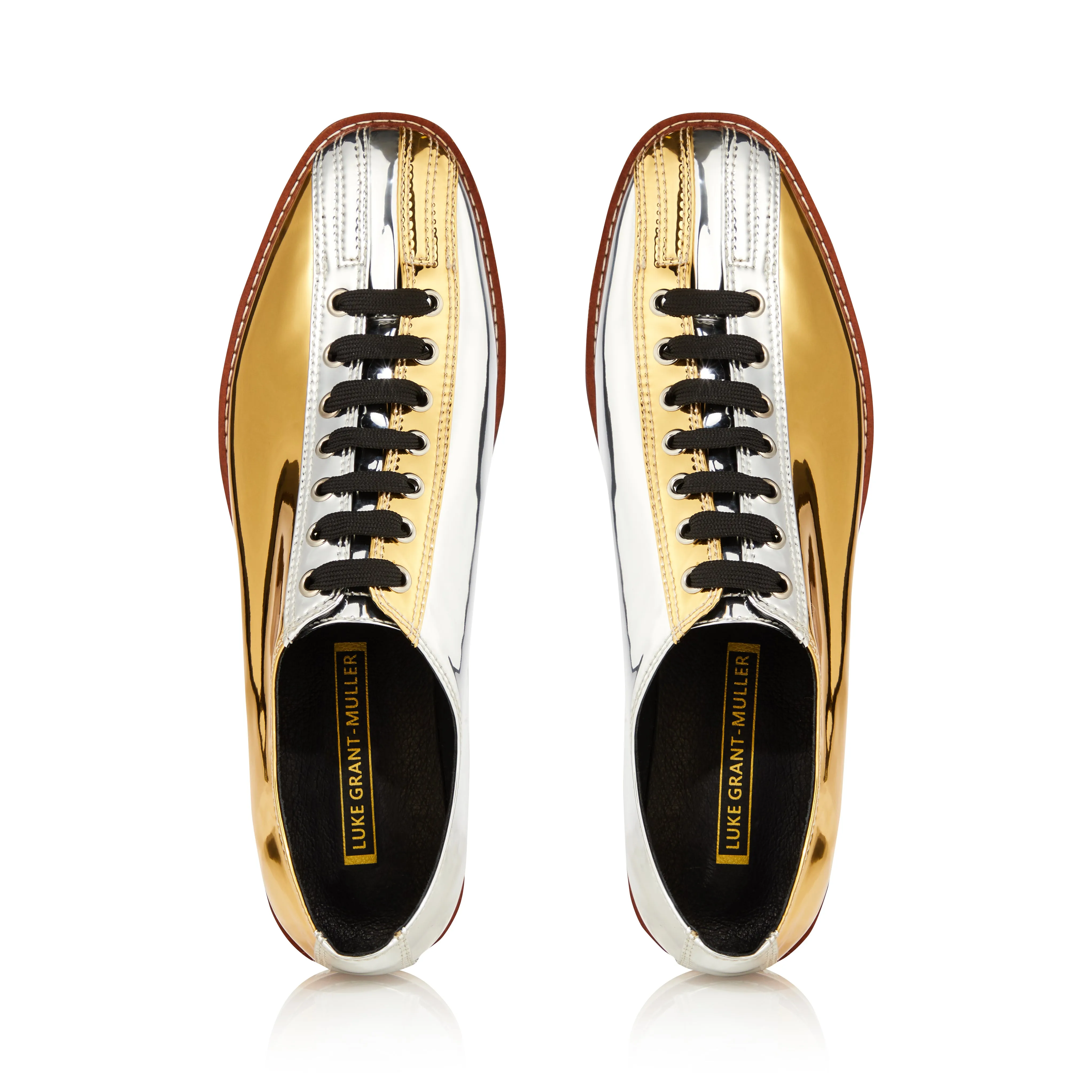 Two-Tone Silver and Gold Bowling Shoes