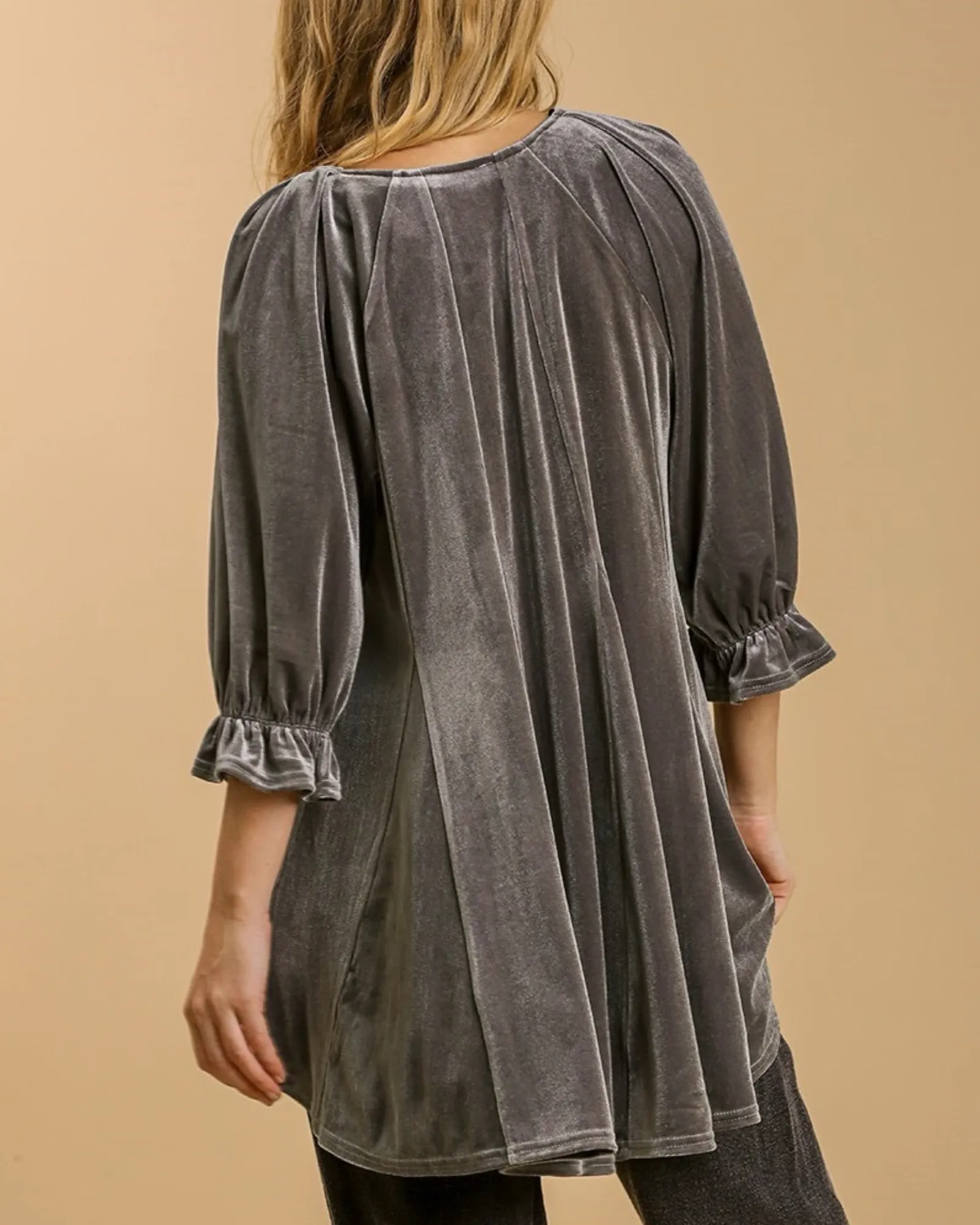 Velvet Swing Tunic in Gunmetal Gray