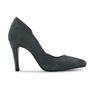 Zion - Ladies Charcoal Grey Kid Suede Heel